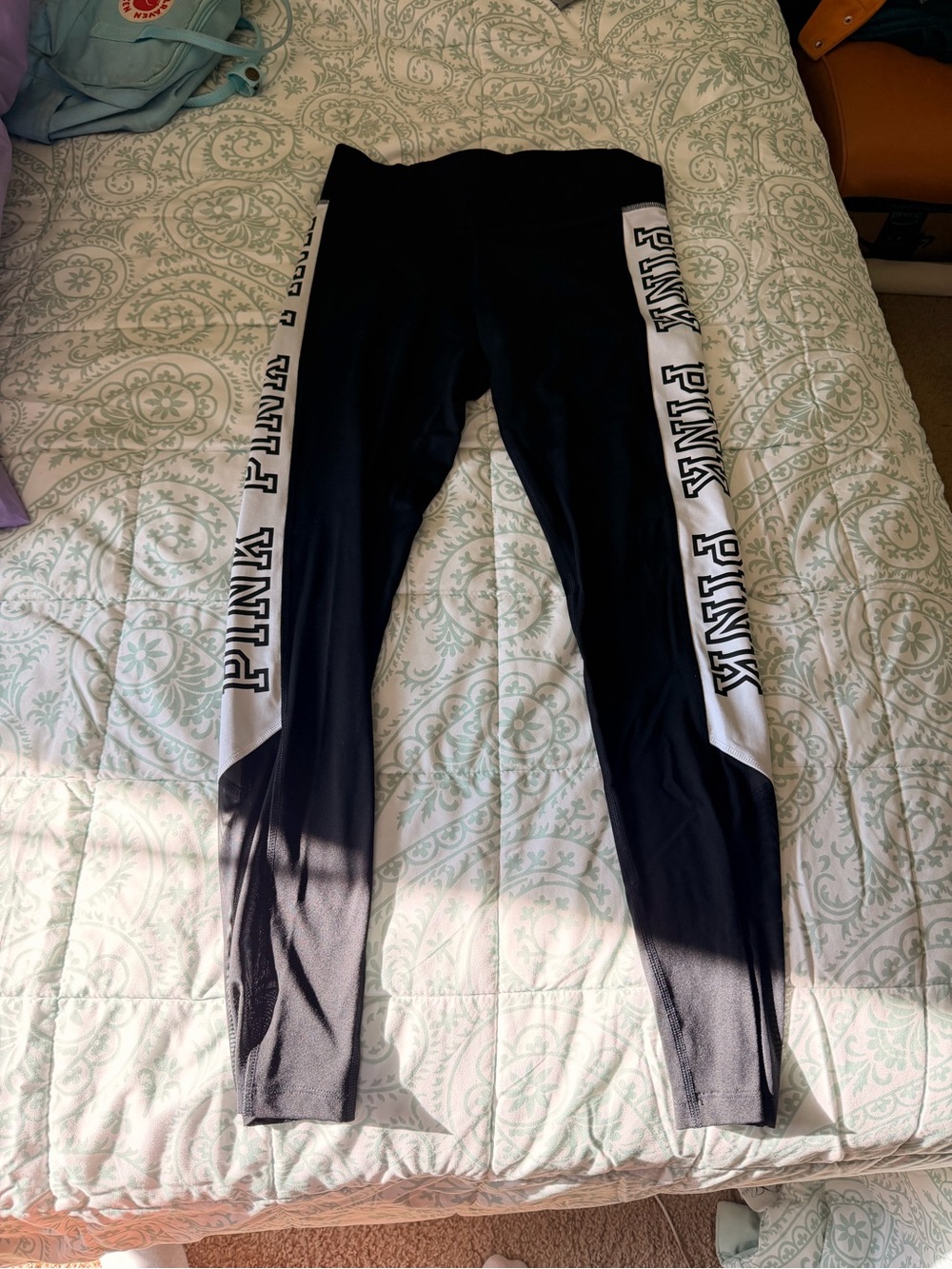Victoria's Secret PINK Black Leggings with White Logo
